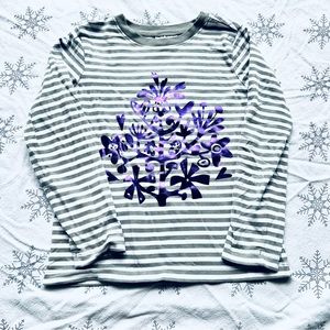 Hanna Andersson gray stripe metallic foil graphic